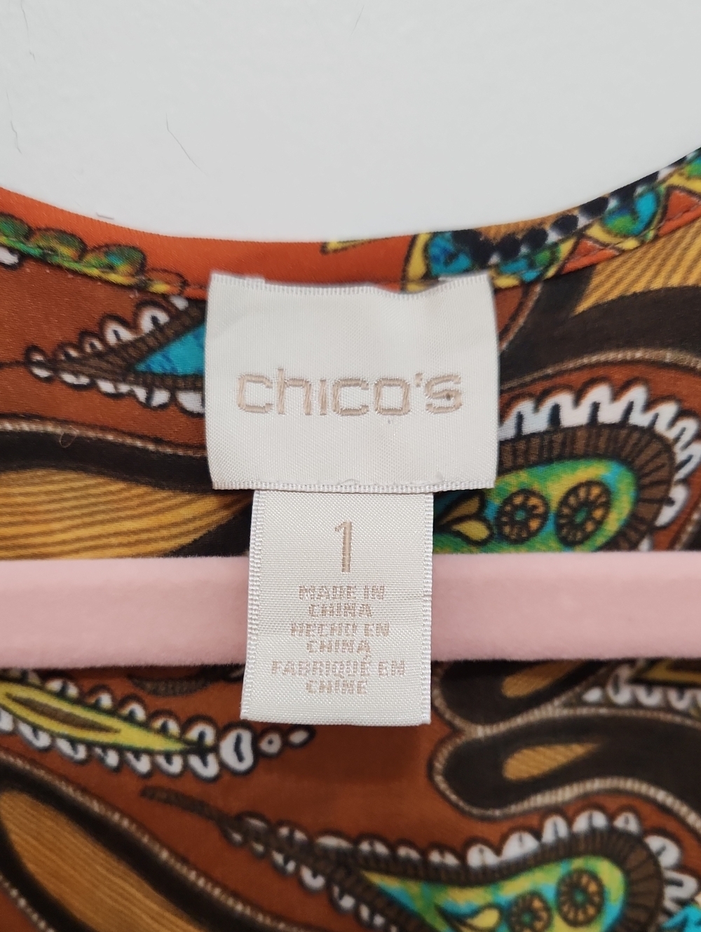 Chico's Mixed Print Chiffon Longsleeve Blouse Top Size 1 (US Size Medium) - Picture 2 of 11